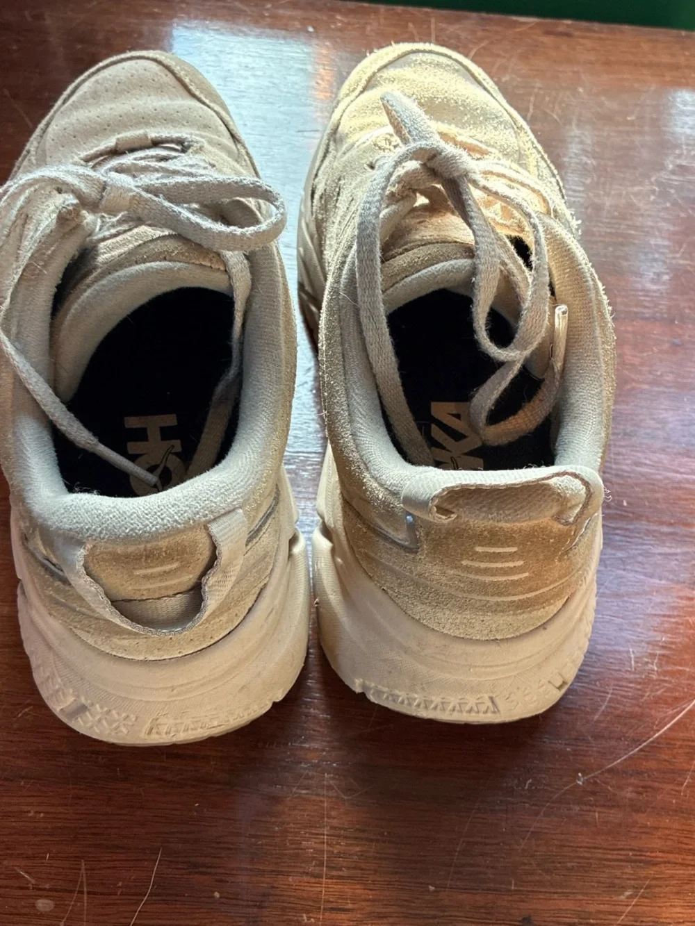 Hoka One One womens Suede Sneakers in Light Tan 7.5